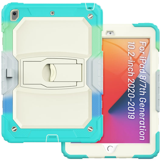For iPad 10.2 2021 / 2020 / 2019 Shockproof Colorful Silica Gel + PC Protective Case with Holder & Shoulder Strap(Colorful Blue) - iPad 10.2 Cases by buy2fix | Online Shopping UK | buy2fix