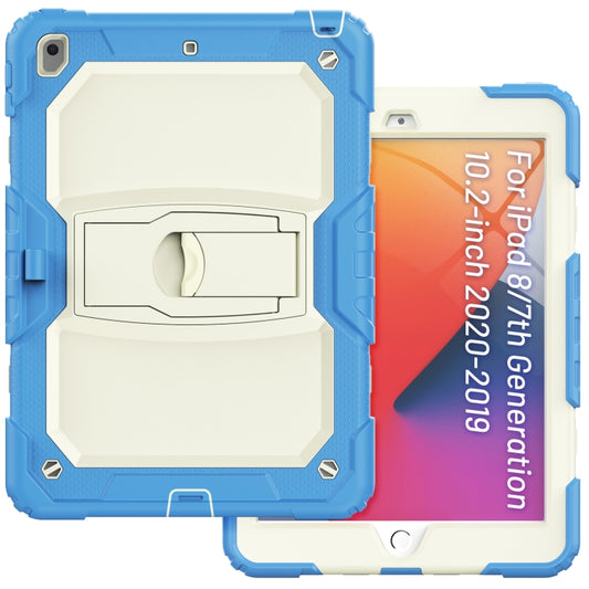 For iPad 10.2 2021 / 2020 / 2019 Shockproof Colorful Silica Gel + PC Protective Case with Holder & Shoulder Strap(Cyan Blue) - iPad 10.2 Cases by buy2fix | Online Shopping UK | buy2fix