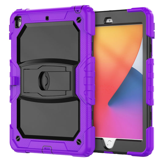 For iPad 10.2 2021 / 2020 / 2019 Shockproof Colorful Silica Gel + PC Protective Case with Holder & Shoulder Strap(Purple) - iPad 10.2 Cases by buy2fix | Online Shopping UK | buy2fix