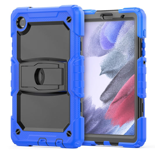 Shockproof Colorful Silica Gel + PC Protective Case with Holder & Shoulder Strap For Samsung Galaxy A7 Lite T220 / T225(Dark Blue) by buy2fix