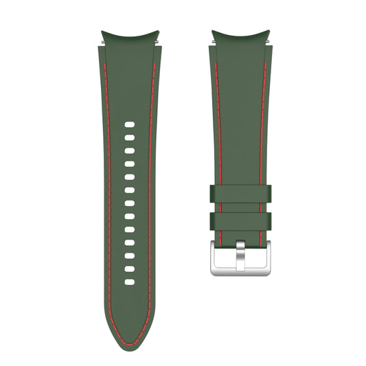 For Samsung Galaxy Watch4 / Watch4 Classic Silicone Stitching Watch Band(Army Green Red) by buy2fix