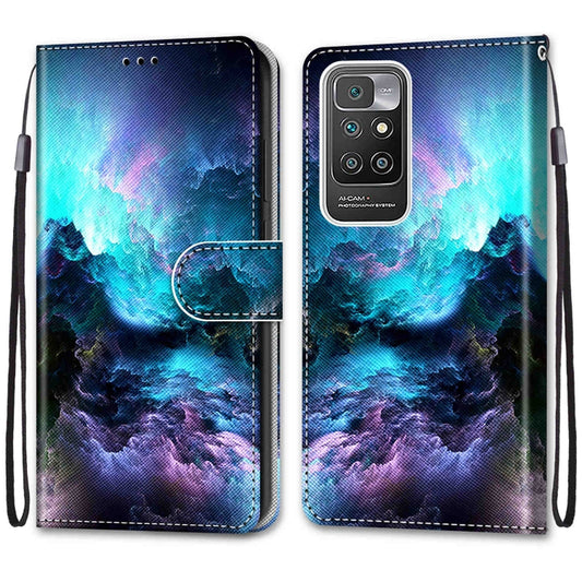 For Xiaomi Redmi 10 Coloured Drawing Cross Texture Horizontal Flip PU Leather Case with Holder & Card Slots & Wallet & Lanyard(Colorful Clouds) by buy2fix