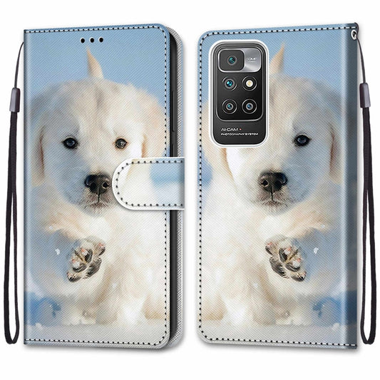 For Xiaomi Redmi 10 Coloured Drawing Cross Texture Horizontal Flip PU Leather Case with Holder & Card Slots & Wallet & Lanyard(Snow Puppy) by buy2fix