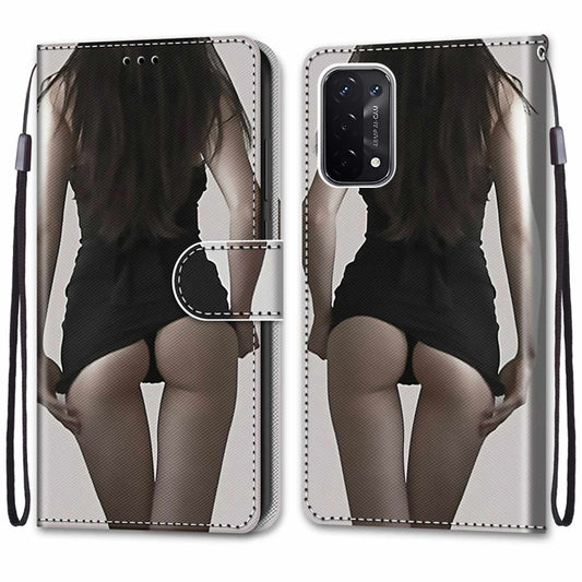 For OPPO A93 5G / A93s 5G / A54 5G / A74 5G Coloured Drawing Cross Texture Horizontal Flip PU Leather Case with Holder & Card Slots & Wallet & Lanyard(Upskirt) by buy2fix