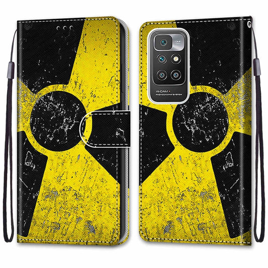 For Xiaomi Redmi 10 Coloured Drawing Cross Texture Horizontal Flip PU Leather Case with Holder & Card Slots & Wallet & Lanyard(Yellow Black Logo) by buy2fix