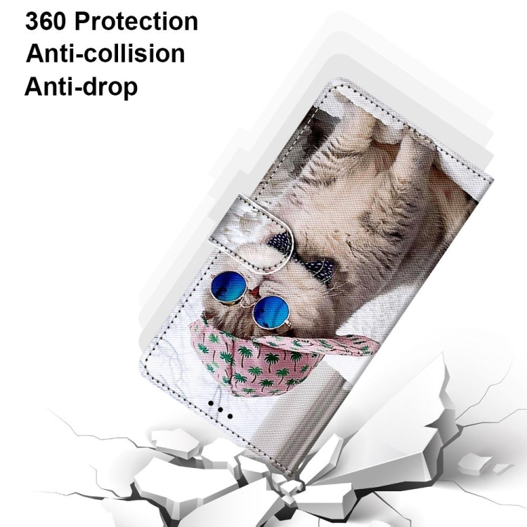 For Nokia G20 / G10 / 6.3 Coloured Drawing Cross Texture Horizontal Flip PU Leather Case with Holder & Card Slots & Wallet & Lanyard(Slant Hat Blue Mirror Cat) by buy2fix