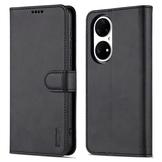 For Huawei P50 Pro AZNS Skin Feel Calf Texture Horizontal Flip Leather Case with Card Slots & Holder & Wallet(Black) by AZNS