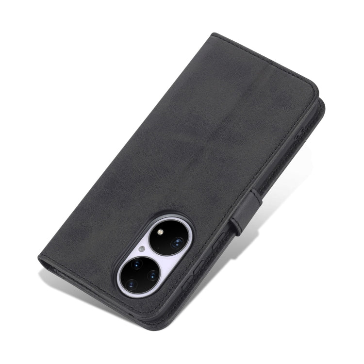 For Huawei P50 Pro AZNS Skin Feel Calf Texture Horizontal Flip Leather Case with Card Slots & Holder & Wallet(Black) by AZNS