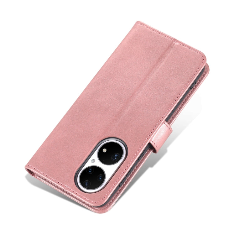 For Huawei P50 Pro AZNS Skin Feel Calf Texture Horizontal Flip Leather Case with Card Slots & Holder & Wallet(Rose Gold) by AZNS