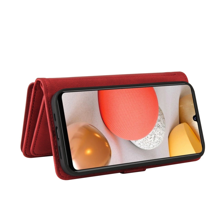 For Samsung Galaxy A42 5G Skin Feel PU + TPU Horizontal Flip Leather Case with Holder & 15 Cards Slot & Wallet & Zipper Pocket & Lanyard(Red) by buy2fix