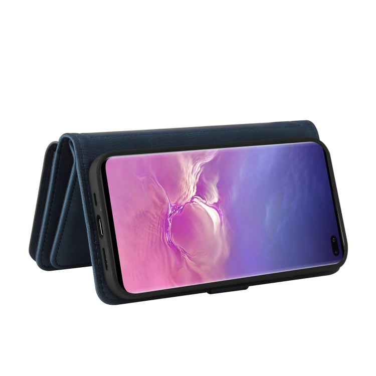 For Samsung Galaxy S10+ Skin Feel PU + TPU Horizontal Flip Leather Case with Holder & 15 Cards Slot & Wallet & Zipper Pocket & Lanyard(Blue) by buy2fix