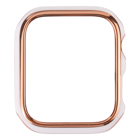 Dual-color Electroplating PC Protective Watch Case For Apple Watch Series 6 / 5 / 4 / Watch SE 40mm(Rose Gold Edge + White Background) by buy2fix