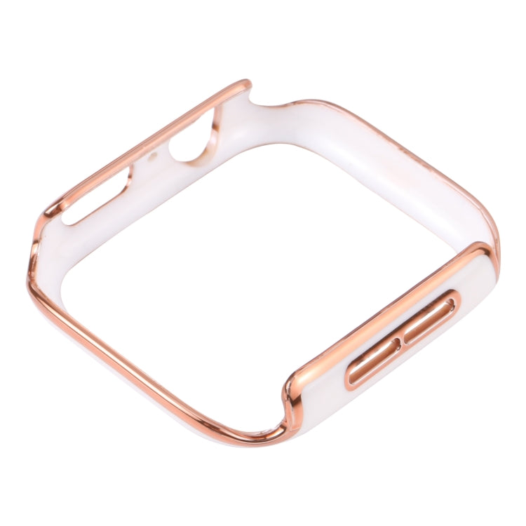 Dual-color Electroplating PC Protective Watch Case For Apple Watch Series 3 & 2 & 1 38mm(Rose Gold Edge + White Background) by buy2fix