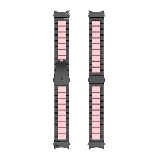 For Samsung Galaxy Watch4 / Watch4 Classic Three Strains Steel Watch Band(Black Pink) by buy2fix