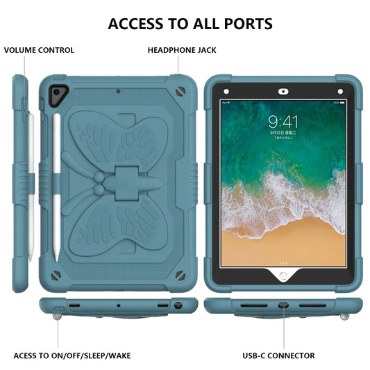 Pure Color PC + Silicone Anti-drop Protective Case with Butterfly Shape Holder & Pen Slot For iPad 9.7 2018 & 2017 / Pro 9.7 inch / Air 2 / 6(Dark Green) - iPad 9.7 (2018) & (2017) Cases by buy2fix | Online Shopping UK | buy2fix
