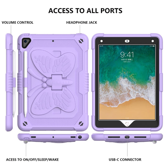Pure Color PC + Silicone Anti-drop Protective Case with Butterfly Shape Holder & Pen Slot For iPad 9.7 2018 & 2017 / Pro 9.7 inch / Air 2 / 6(Light Purple) - iPad 9.7 (2018) & (2017) Cases by buy2fix | Online Shopping UK | buy2fix