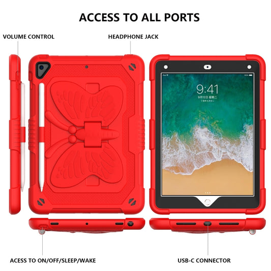 Pure Color PC + Silicone Anti-drop Protective Case with Butterfly Shape Holder & Pen Slot For iPad 9.7 2018 & 2017 / Pro 9.7 inch / Air 2 / 6(Red) - iPad 9.7 (2018) & (2017) Cases by buy2fix | Online Shopping UK | buy2fix