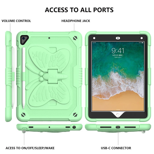 Pure Color PC + Silicone Anti-drop Protective Case with Butterfly Shape Holder & Pen Slot For iPad 9.7 2018 & 2017 / Pro 9.7 inch / Air 2 / 6(Fresh Green) - iPad 9.7 (2018) & (2017) Cases by buy2fix | Online Shopping UK | buy2fix