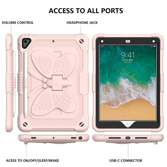 Pure Color PC + Silicone Anti-drop Protective Case with Butterfly Shape Holder & Pen Slot For iPad 9.7 2018 & 2017 / Pro 9.7 inch / Air 2 / 6(Rose Pink) - iPad 9.7 (2018) & (2017) Cases by buy2fix | Online Shopping UK | buy2fix