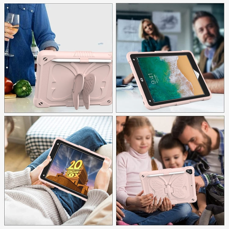 Pure Color PC + Silicone Anti-drop Protective Case with Butterfly Shape Holder & Pen Slot For iPad 9.7 2018 & 2017 / Pro 9.7 inch / Air 2 / 6(Rose Pink) - iPad 9.7 (2018) & (2017) Cases by buy2fix | Online Shopping UK | buy2fix