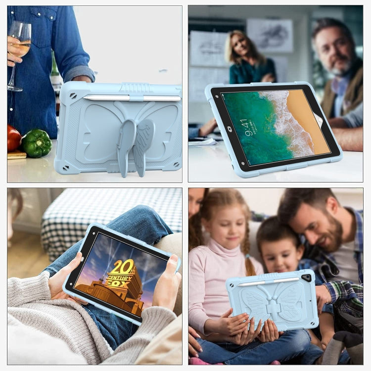 Pure Color PC + Silicone Anti-drop Protective Case with Butterfly Shape Holder & Pen Slot For iPad 9.7 2018 & 2017 / Pro 9.7 inch / Air 2 / 6(Ice Crystal Blue) - iPad 9.7 (2018) & (2017) Cases by buy2fix | Online Shopping UK | buy2fix