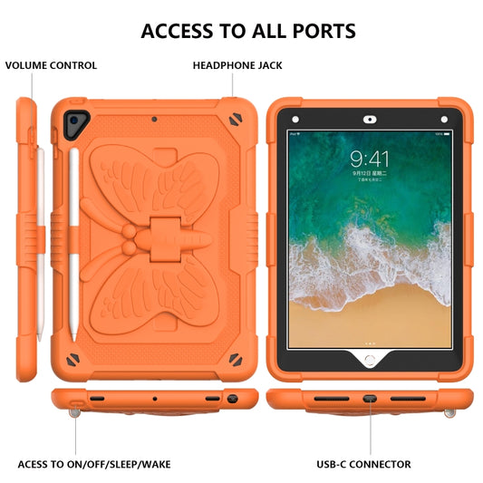 Pure Color PC + Silicone Anti-drop Protective Case with Butterfly Shape Holder & Pen Slot For iPad 9.7 2018 & 2017 / Pro 9.7 inch / Air 2 / 6(Kumquat) - iPad 9.7 (2018) & (2017) Cases by buy2fix | Online Shopping UK | buy2fix