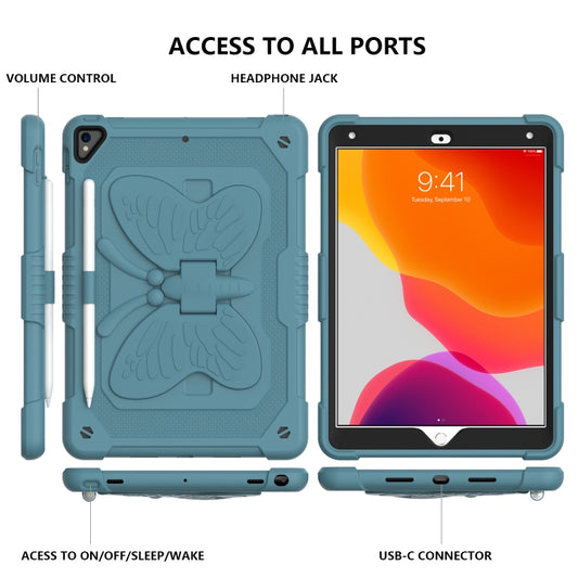 Pure Color PC + Silicone Anti-drop Protective Case with Butterfly Shape Holder & Pen Slot For iPad 10.2 2021 & 2020 & 2019 / Air 3 10.5 inch(Dark Green) - iPad 10.2 Cases by buy2fix | Online Shopping UK | buy2fix