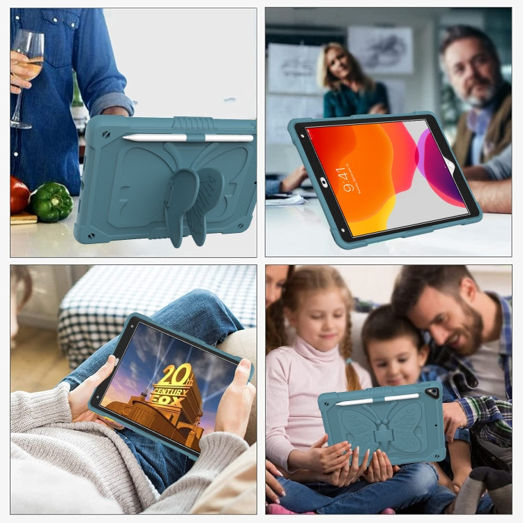 Pure Color PC + Silicone Anti-drop Protective Case with Butterfly Shape Holder & Pen Slot For iPad 10.2 2021 & 2020 & 2019 / Air 3 10.5 inch(Dark Green) - iPad 10.2 Cases by buy2fix | Online Shopping UK | buy2fix