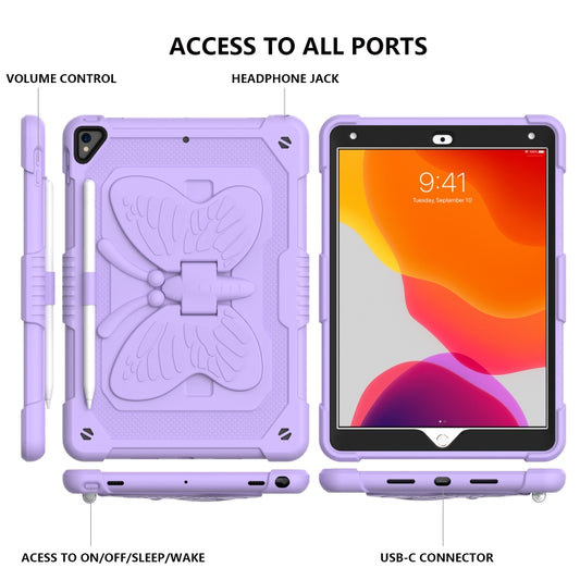 Pure Color PC + Silicone Anti-drop Protective Case with Butterfly Shape Holder & Pen Slot For iPad 10.2 2021 & 2020 & 2019 / Air 3 10.5 inch(Light Purple) - iPad 10.2 Cases by buy2fix | Online Shopping UK | buy2fix