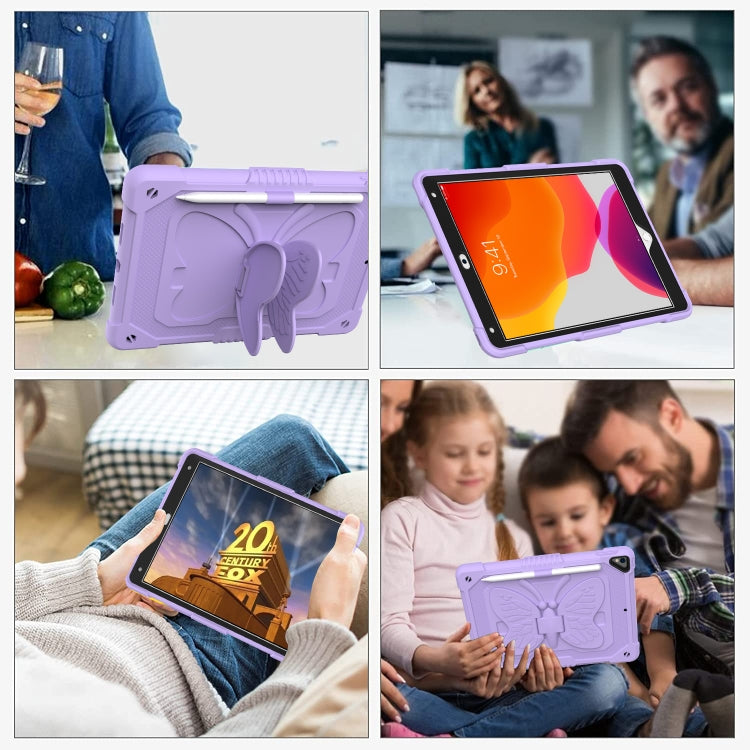 Pure Color PC + Silicone Anti-drop Protective Case with Butterfly Shape Holder & Pen Slot For iPad 10.2 2021 & 2020 & 2019 / Air 3 10.5 inch(Light Purple) - iPad 10.2 Cases by buy2fix | Online Shopping UK | buy2fix