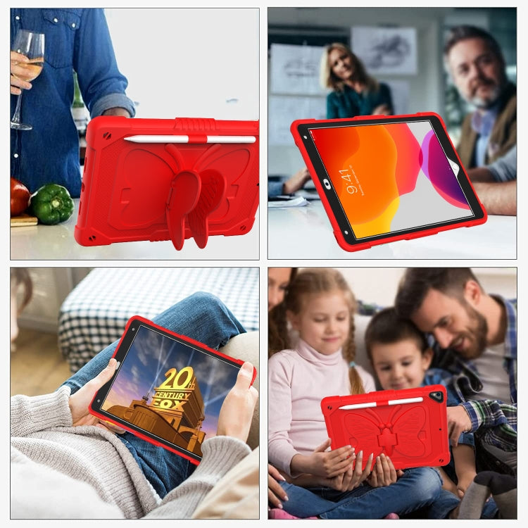 Pure Color PC + Silicone Anti-drop Protective Case with Butterfly Shape Holder & Pen Slot For iPad 10.2 2021 & 2020 & 2019 / Air 3 10.5 inch(Red) - iPad 10.2 Cases by buy2fix | Online Shopping UK | buy2fix