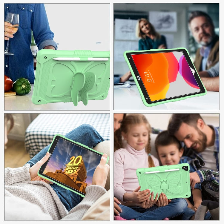 Pure Color PC + Silicone Anti-drop Protective Case with Butterfly Shape Holder & Pen Slot For iPad 10.2 2021 & 2020 & 2019 / Air 3 10.5 inch(Fresh Green) - iPad 10.2 Cases by buy2fix | Online Shopping UK | buy2fix