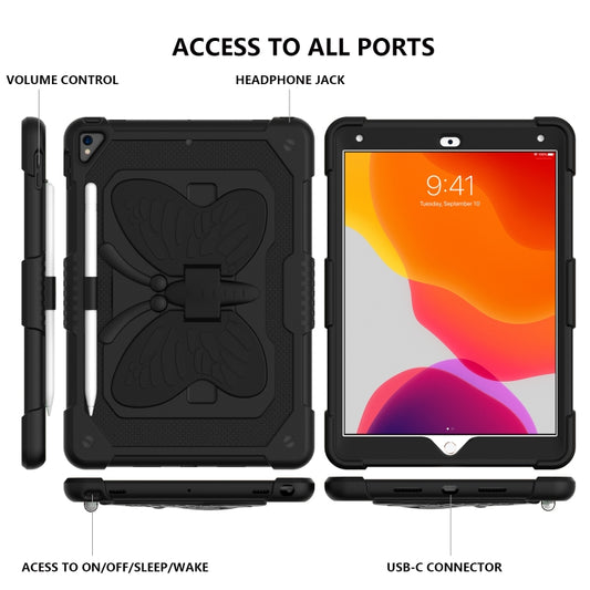 Pure Color PC + Silicone Anti-drop Protective Case with Butterfly Shape Holder & Pen Slot For iPad 10.2 2021 & 2020 & 2019 / Air 3 10.5 inch(Black) - iPad 10.2 Cases by buy2fix | Online Shopping UK | buy2fix