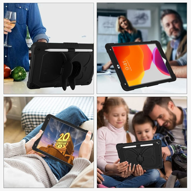 Pure Color PC + Silicone Anti-drop Protective Case with Butterfly Shape Holder & Pen Slot For iPad 10.2 2021 & 2020 & 2019 / Air 3 10.5 inch(Black) - iPad 10.2 Cases by buy2fix | Online Shopping UK | buy2fix