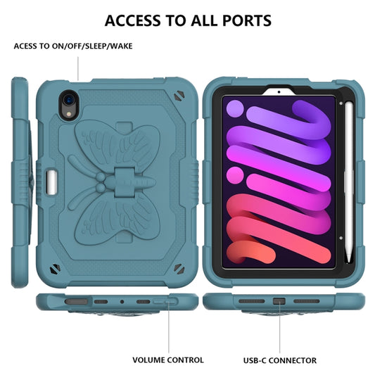 For iPad mini 6 / mini 2024 Pure Color PC + Silicone Anti-drop Protective Tablet Case with Butterfly Shape Holder & Pen Slot(Dark Green) - iPad mini 6 Cases by buy2fix | Online Shopping UK | buy2fix