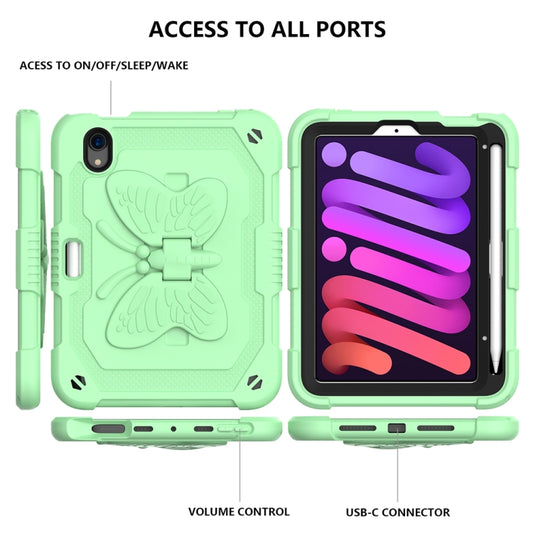 For iPad mini 6 / mini 2024 Pure Color PC + Silicone Anti-drop Protective Tablet Case with Butterfly Shape Holder & Pen Slot(Fresh Green) - iPad mini 6 Cases by buy2fix | Online Shopping UK | buy2fix