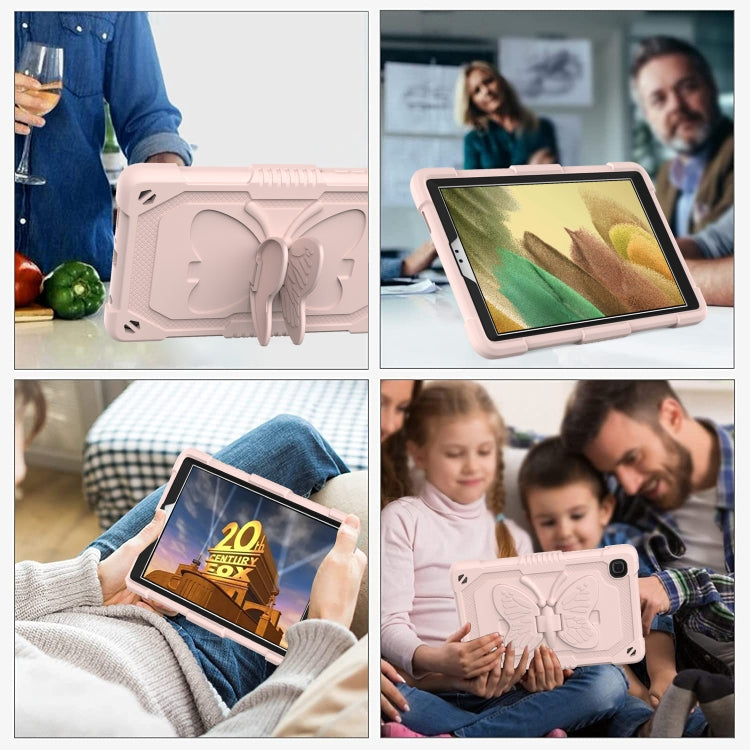 Pure Color PC + Silicone Anti-drop Protective Case with Butterfly Shape Holder & Pen Slot For Samsung Galaxy Tab A7 Lite 8.7 SM-T220 / SM-T225(Rose Pink) - Tab A7 Lite T220 / T225 by buy2fix | Online Shopping UK | buy2fix