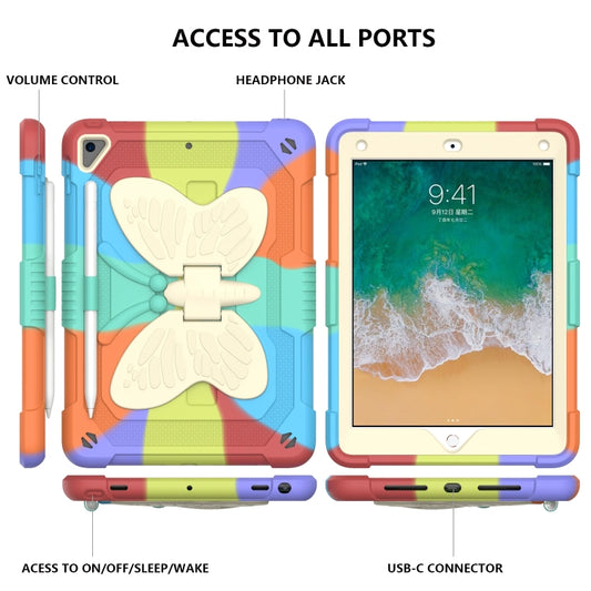 Beige PC + Silicone Anti-drop Protective Case with Butterfly Shape Holder & Pen Slot For iPad 9.7 2018 & 2017 / Pro 9.7 inch / Air 2 / 6(Colorful Red) - iPad 9.7 (2018) & (2017) Cases by buy2fix | Online Shopping UK | buy2fix