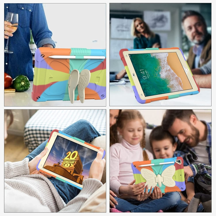 Beige PC + Silicone Anti-drop Protective Case with Butterfly Shape Holder & Pen Slot For iPad 9.7 2018 & 2017 / Pro 9.7 inch / Air 2 / 6(Colorful Red) - iPad 9.7 (2018) & (2017) Cases by buy2fix | Online Shopping UK | buy2fix