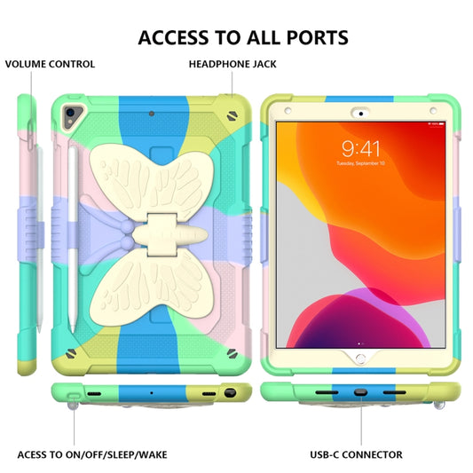 Beige PC + Silicone Anti-drop Protective Case with Butterfly Shape Holder & Pen Slot For iPad 10.2 2021 & 2020 & 2019 / Air 3 10.5 inch(Colorful Green) - iPad 10.2 Cases by buy2fix | Online Shopping UK | buy2fix
