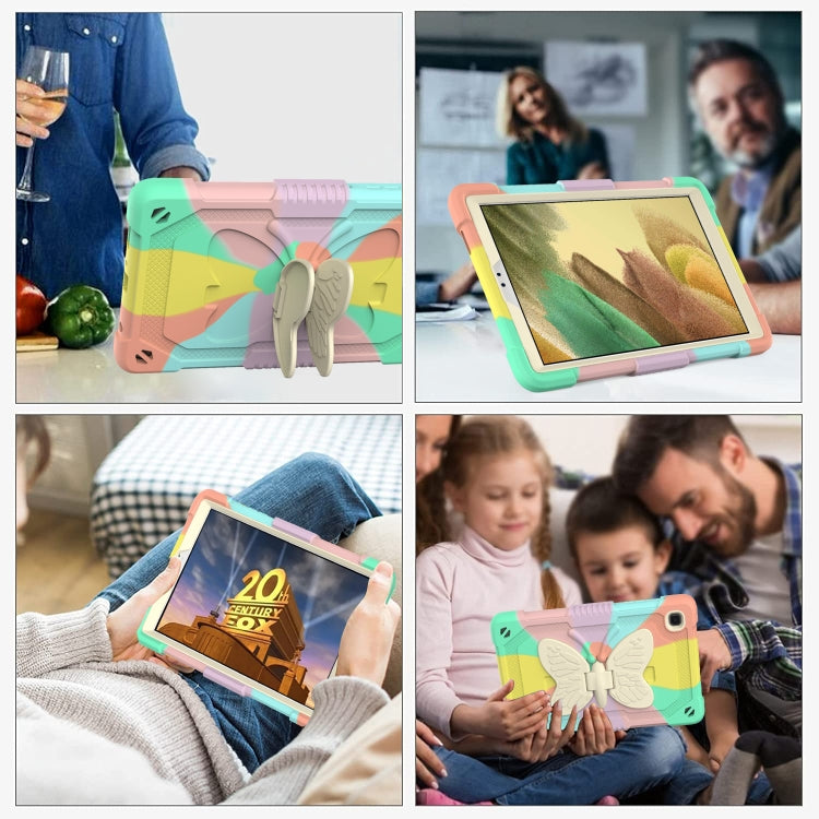 Beige PC + Silicone Anti-drop Protective Case with Butterfly Shape Holder & Pen Slot For Samsung Galaxy Tab A7 Lite 8.7 SM-T220 / SM-T225(Colorful Rose Gold) by buy2fix