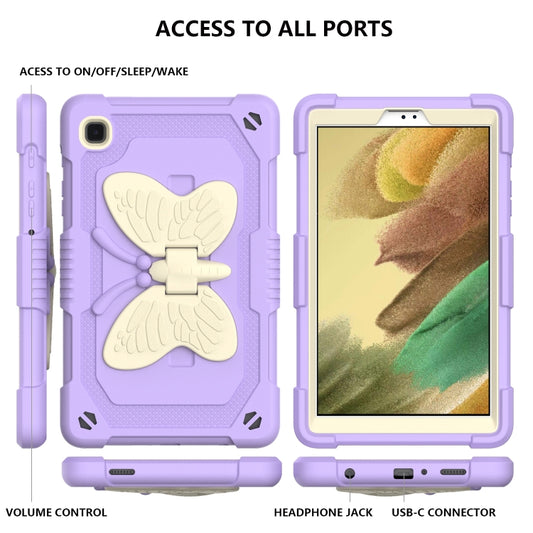 Beige PC + Silicone Anti-drop Protective Case with Butterfly Shape Holder & Pen Slot For Samsung Galaxy Tab A7 Lite 8.7 SM-T220 / SM-T225(Beige + Light Purple) - Tab A7 Lite T220 / T225 by buy2fix | Online Shopping UK | buy2fix