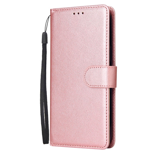 For iPhone 13 Pro Max Multifunctional Horizontal Flip Leather Case, with Three Card Slot & Holder & Photo Frame & Lanyard (Rose Gold) by buy2fix