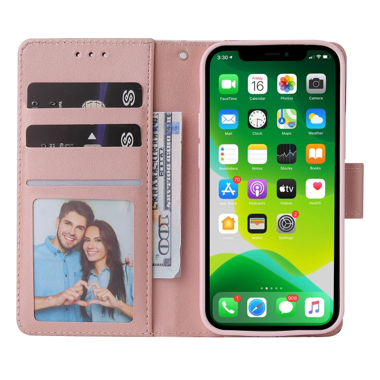 For iPhone 13 Marble Bronzing Stitching Horizontal Flip PU Leather Case with Holder & Card Slots & Wallet & Photo Frame(Rose Gold) - iPhone 13 Cases by buy2fix | Online Shopping UK | buy2fix