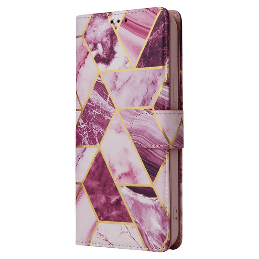 For iPhone 13 Pro Max Marble Bronzing Stitching Horizontal Flip PU Leather Case with Holder & Card Slots & Wallet & Photo Frame (Purple) by buy2fix