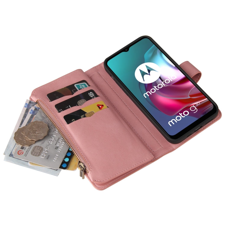 For Motorola Moto G30 Skin Feel PU + TPU Horizontal Flip Leather Case With Holder & 15 Cards Slot & Wallet & Zipper Pocket & Lanyard(Pink) by buy2fix