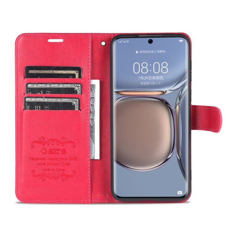 For Huawei P50 Pro AZNS Sheepskin Texture Horizontal Flip Leather Case with Holder & Card Slots & Wallet(Red) by AZNS