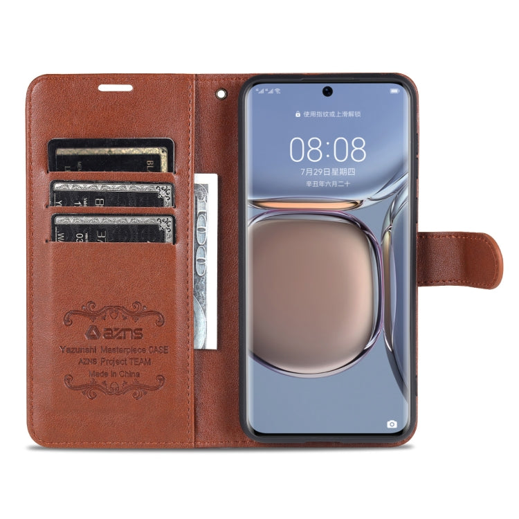 For Huawei P50 Pro AZNS Sheepskin Texture Horizontal Flip Leather Case with Holder & Card Slots & Wallet(Brown) by AZNS