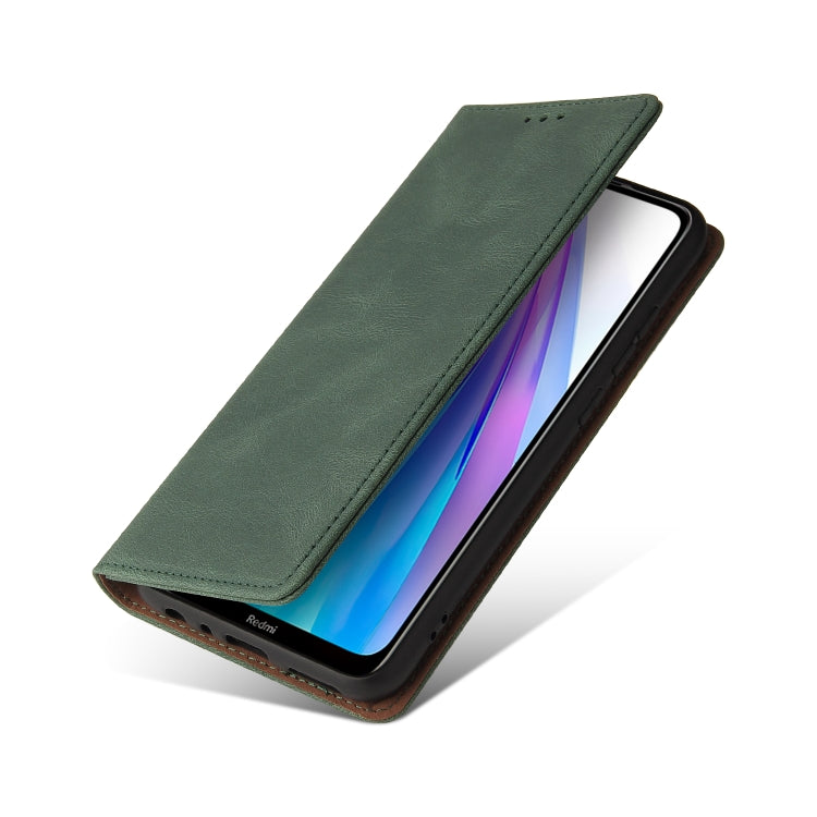 For Xiaomi Redmi Note 8T Simple Suction Closure Horizontal Flip Leather Case with Holder & Card Slot & Wallet(Green) by buy2fix