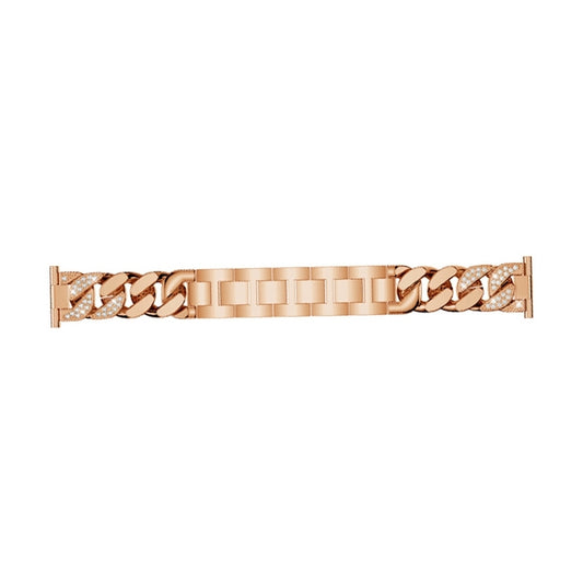 For Garmin Vivoactive 4 / Venu 2 22mm Row Diamonds Denim Chain Watch Band(Rose Gold) by buy2fix